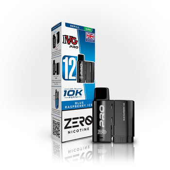 Blue Raspberry Ice IVG Pro 10K zero nicotine refill pod, 0mg, with retail packaging