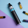 Electronic cigarette on a blue and purple background
