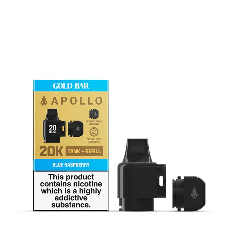 gold bar apollo 20k pod vape kit Gold Bar Apollo 20K Vape Kit + Refill – 3 for £10