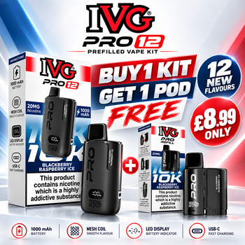 IVG Pro 12 Prefilled Vape Kit ( Buy 1 Kit Get 1 Pod Free )
