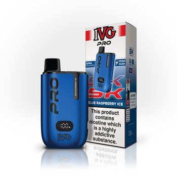 Blue Raspberry Ice IVG Pro 5K vape kit with device and retail packaging